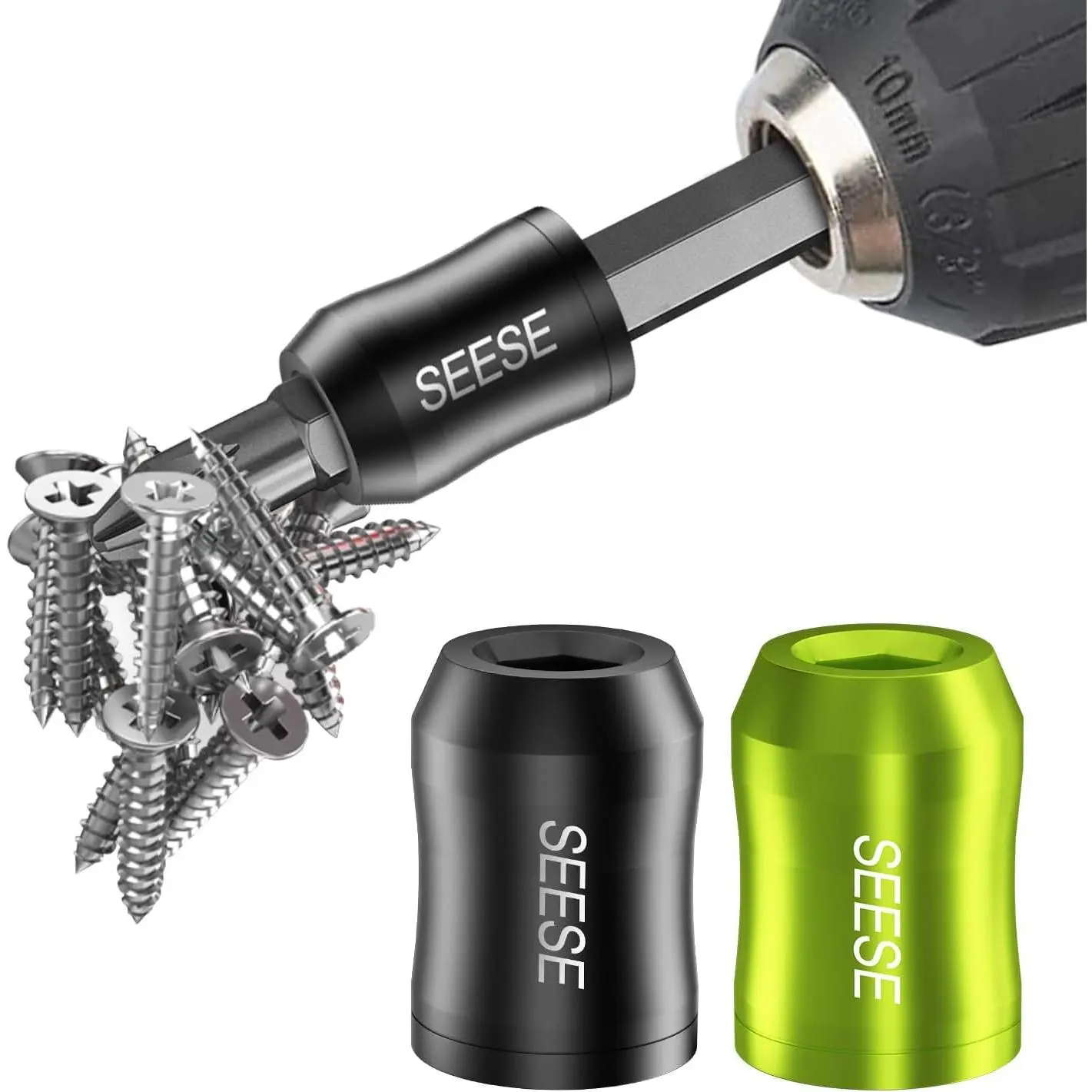 2 Pcs Hex Screwdriver Screw Ring Holders - 1/4 Inch/6.35 mm Removable Inch/mm Bit Holders for Hex Bits