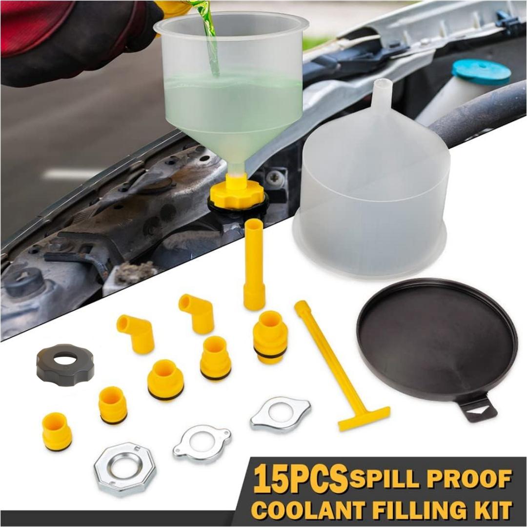 Coolant Funnel Radiator Flush Kit - No Spill Car Accessories, Universal Vehicle Antifreeze Bleeder