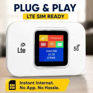 Global LTE Portable Mobile WiFi Hotspot Device Dual SIM Slot Built in 3000mAh Long Last Battery Color LCD Monitor Traffic Signal SMS Time Connect 100 Devices Encrypted Private WiFi Avoid Hotel Network Risk For Travel Camping Remote Work