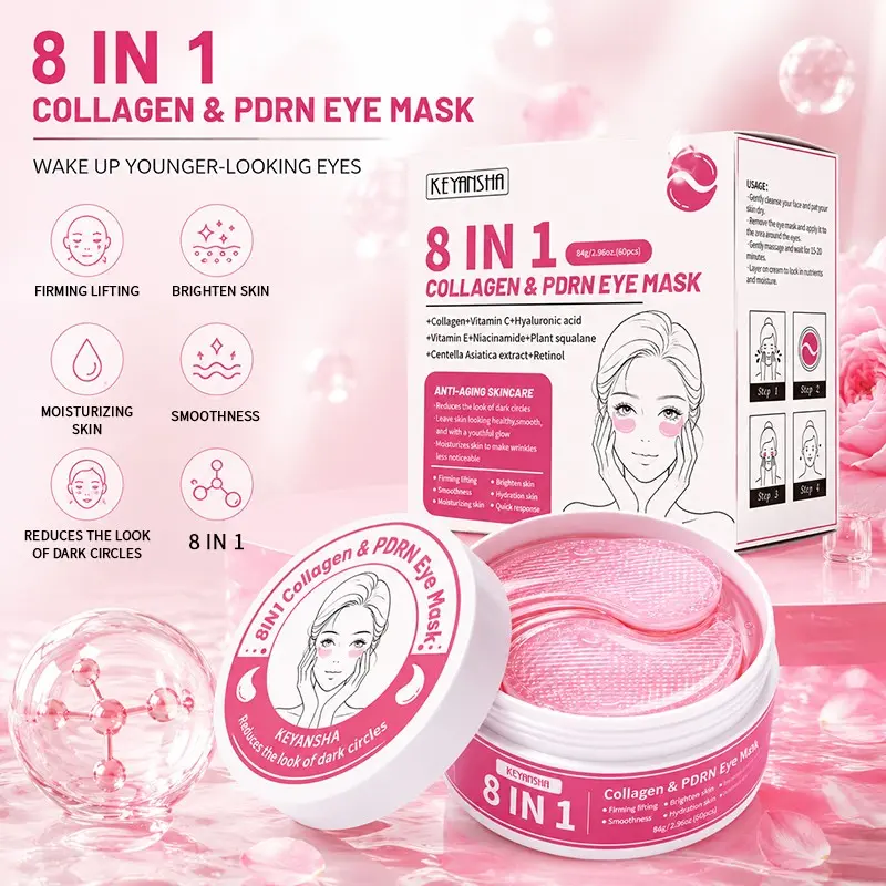 60 Patches Collagen Hydrogel Eye Mask, Anti-Wrinkle & Firming, Hydrating, Moisture, Moisturize & Brightening, Unisex, Ideal Gift, Long-Lasting Effect
