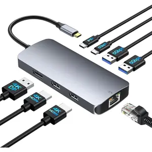 USB C Docking Station  , Selore Docking Station 3 Monitors Triple 4K Display with 2 HDMI, DisplayPort, 1Gbps Ethernet, 100W PD , USB 3.0 Ports Adapter for , , ,etc