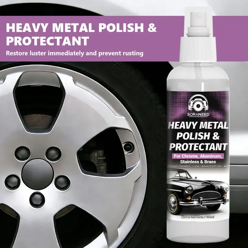 Automotive Chrome Restorer, Polish, Polished Chrome, Multi-purpose Metal Polishing & Cleaning Agent. Removes rust and dirt for deep cleaning. Suitable for car emblems, wheel hubs, bumpers
