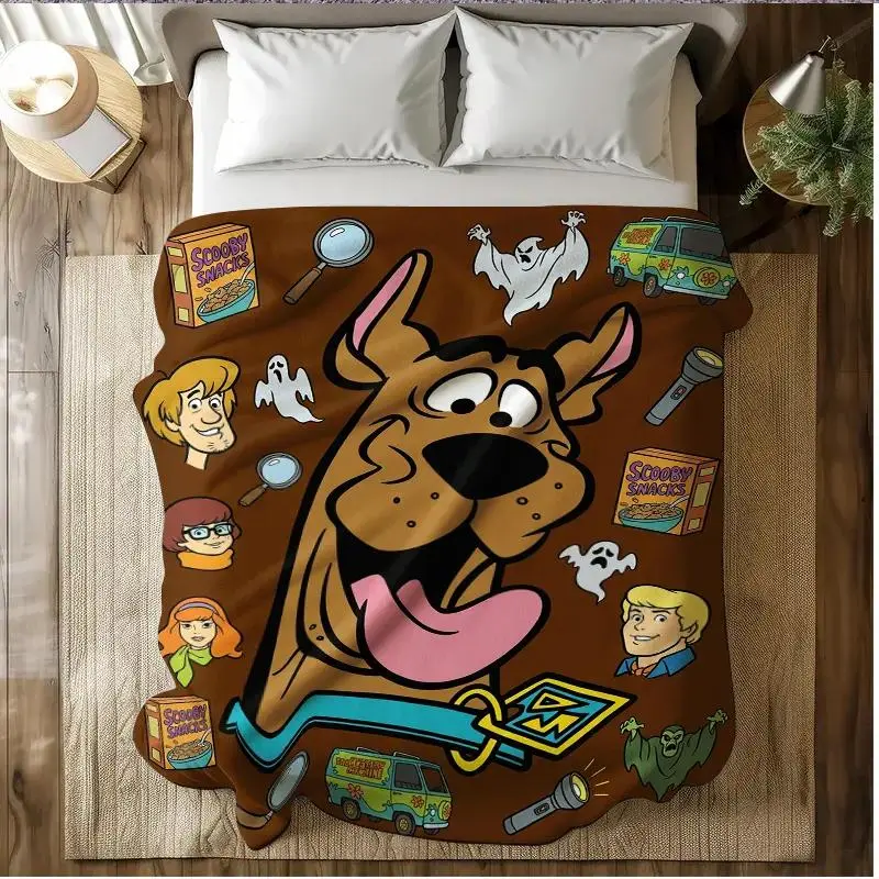 On Sale! Scooby-Doo Cartoon Prints Polyester Flannel Cooling Throw Blanket - Soft, Stylish Home Room Decor for Living Room, Collectible Holiday Gift for Scooby-Doo Fans (Ghosts, Snacks Printed), Retro Classic