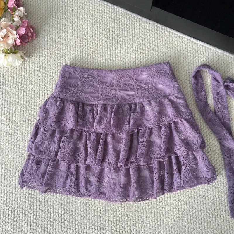 2026 New Women Birthday Rave Korean Fashion Gyaru  Coquette Outfits 2 Piece Set Fake Two Pieces Top + Mini Ruffle Skirts Chic