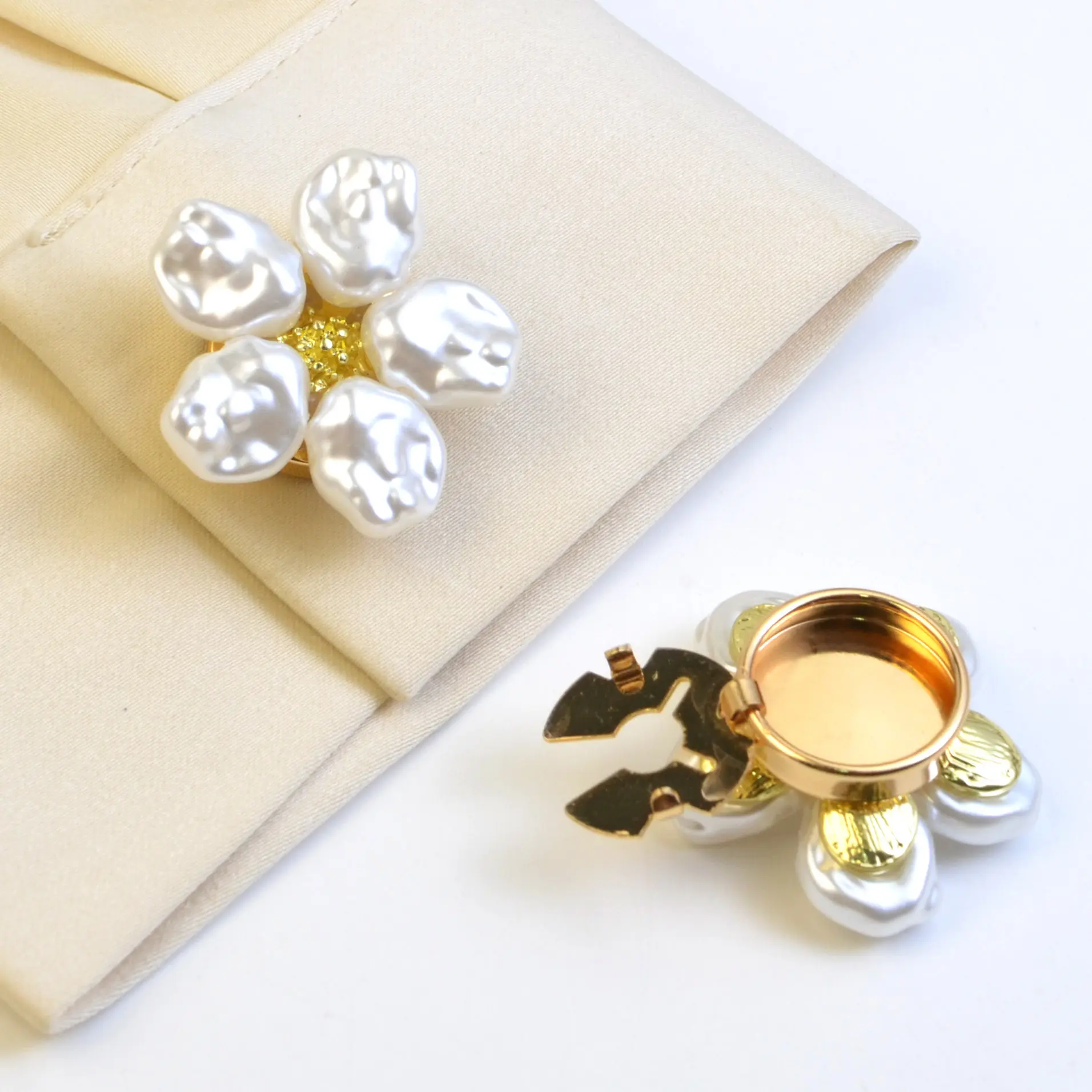 Bogadion Unisex Clip-On Type Baroque Pearl Floral Motif Button Covers, No-Sew Removable Cuff Links for Blazers & Shirts, 10-PCS Prom Events Fashion Clothes Accessory Set $19.9