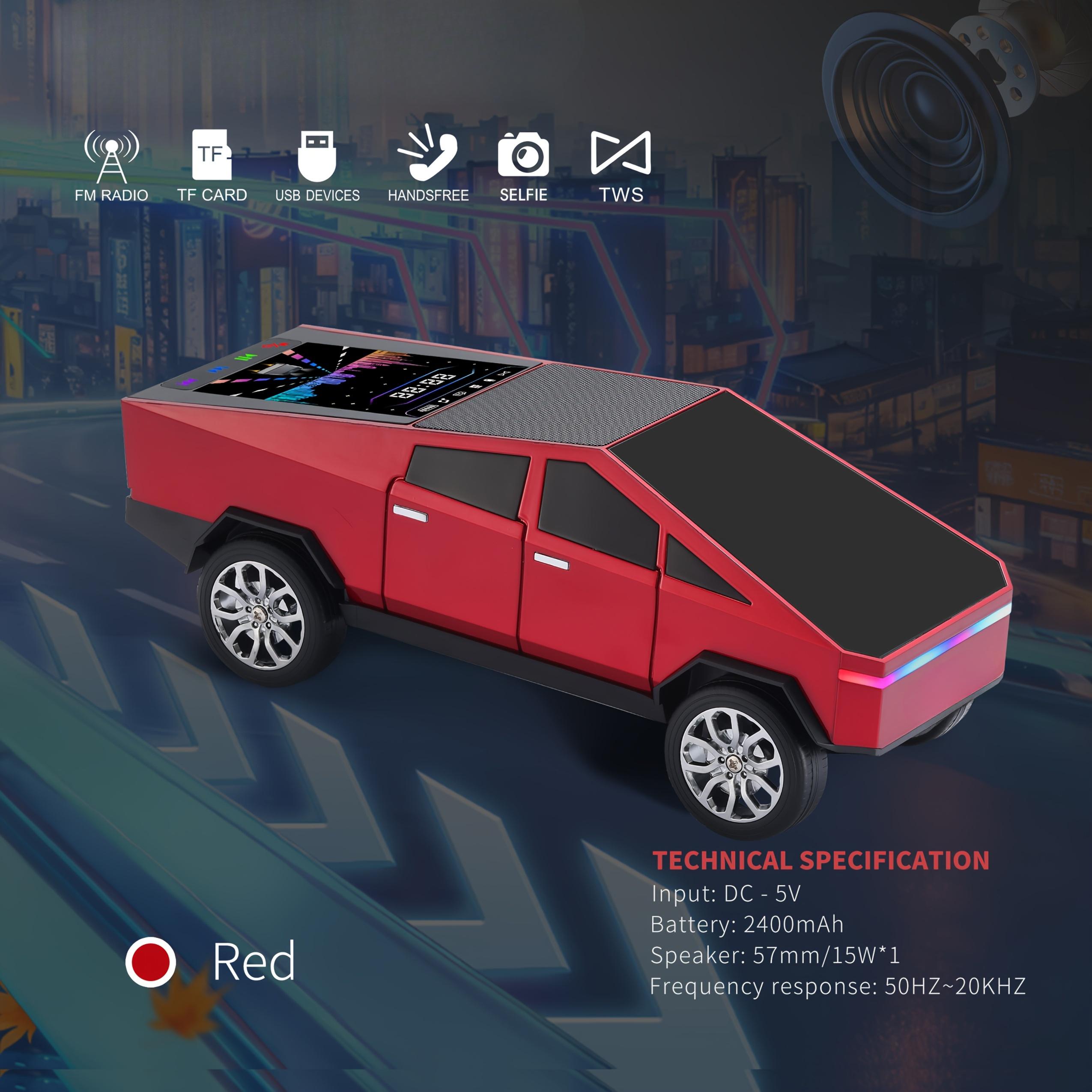 2026 personalized truck model speaker, dynamic color screen subwoofer wireless Bluetooth speaker, designed for car/truck/home/vehicle/party/outdoor model cars, suitable for various scenarios, Type-C interface, FM/TV tuner compatibility