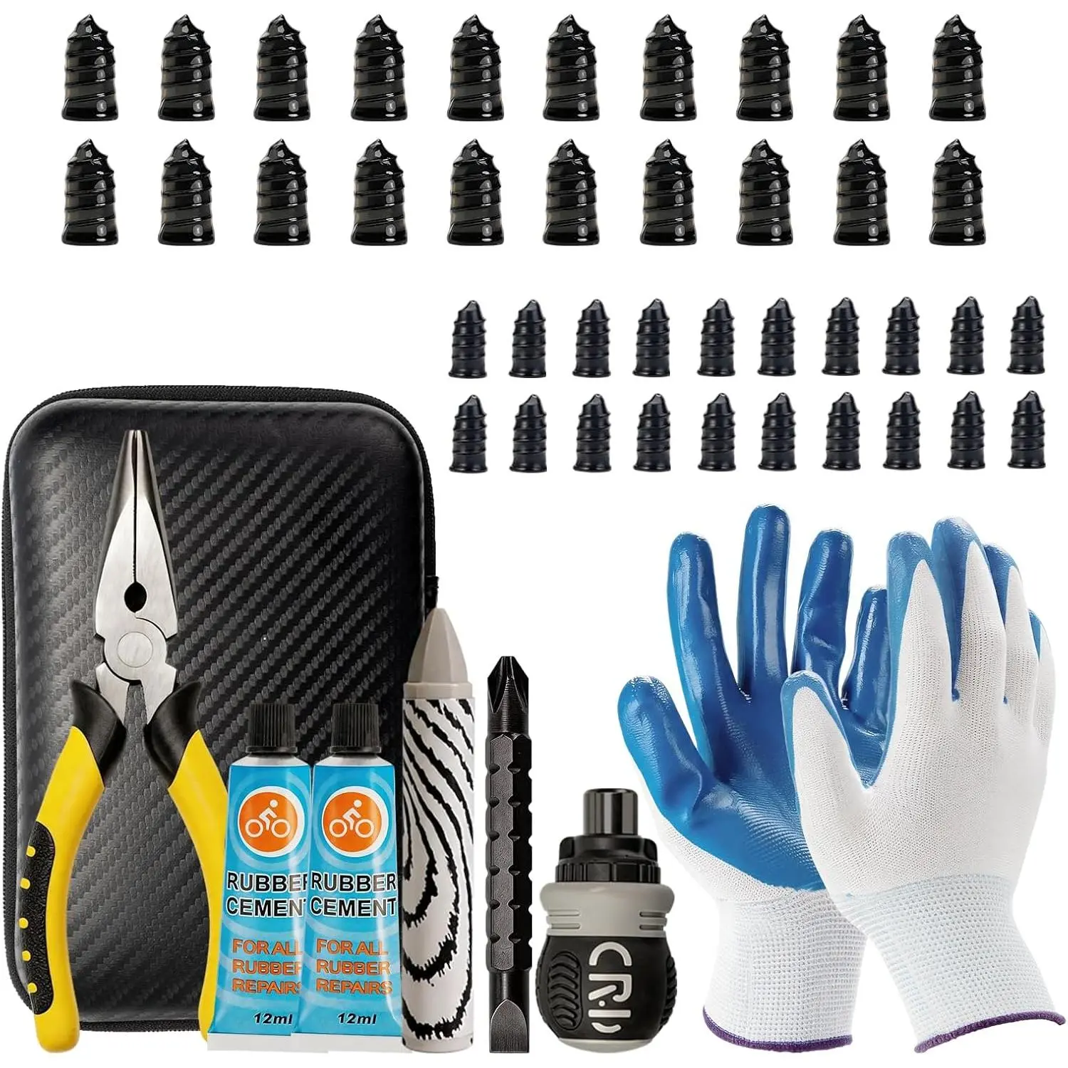 Tire Screw Plug Repair kit, No Tire Removal Needed, Tire Sidewall Repair |   Patch Plug Tools & Portable Storage Bag - Quick Flat Tire Repair for Car, Truck, Motorcycle & SUV- 46 Pcs