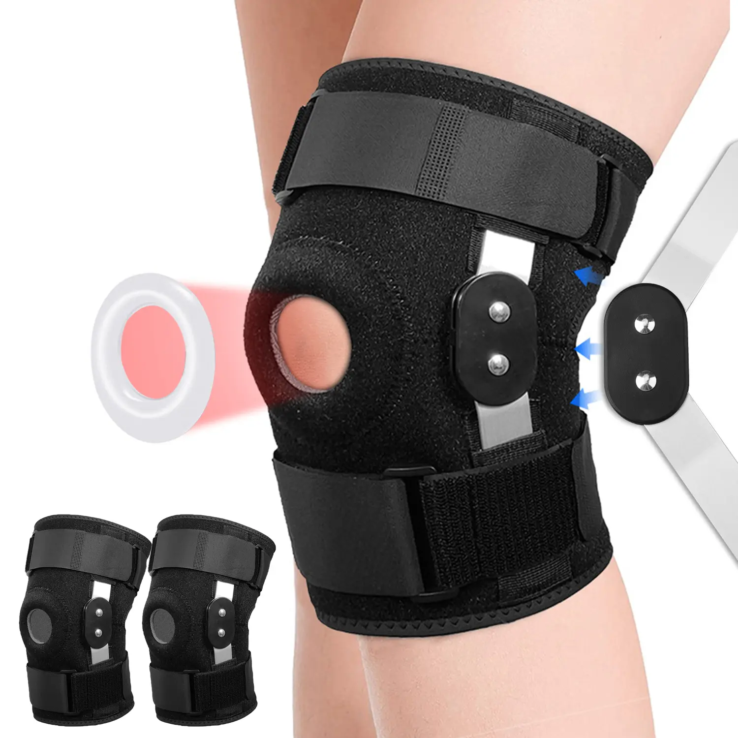 Unisex Adjustable Sports Knee Brace with Gel Pad & EVA Padding, 1/2 PCS Anti-Slip Contoured Knee Sleeves for Running, Workout Pain Relief, One Size