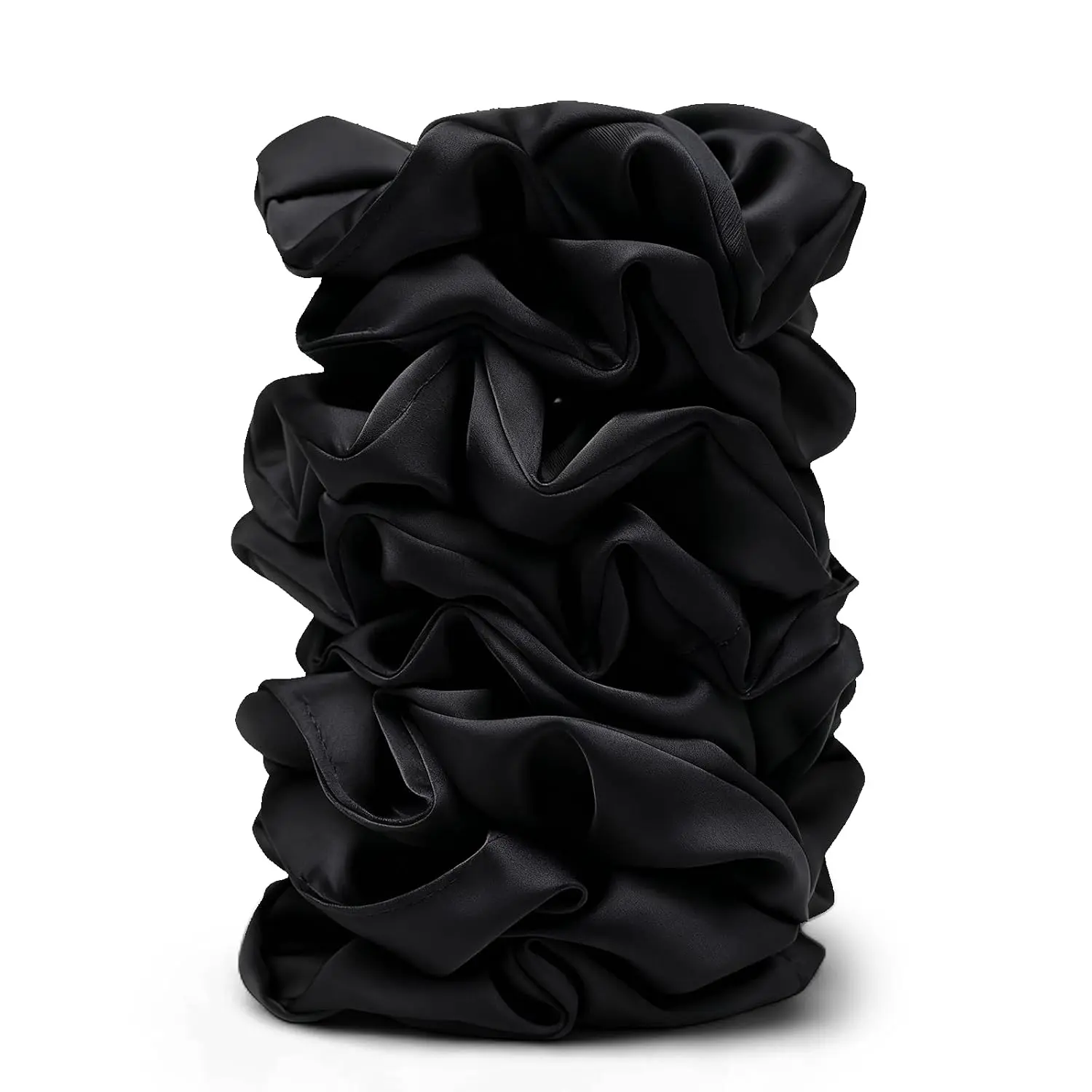 Satin Scrunchies for Women – 8 count Black Silk Hair Ties – No Crease, Frizz-Free, Gentle Elastic Hair Bands for Thick & Thin Hair, Soft & Stylish Hair Accessories Gifts