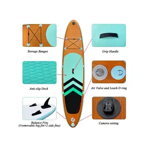 Multifunctional inflatable paddle board, 6inch thick PVC shell, ISUP set, includes premium accessories, backpack, non-slip deck, fins, adjustable paddle, suitable for sports and calm water lakes