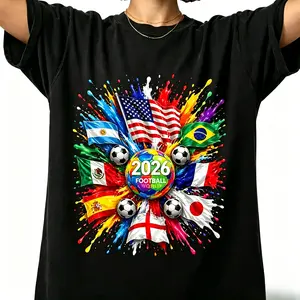 Unisex 2026 New Soccer T-ShirtStylish Flag Print