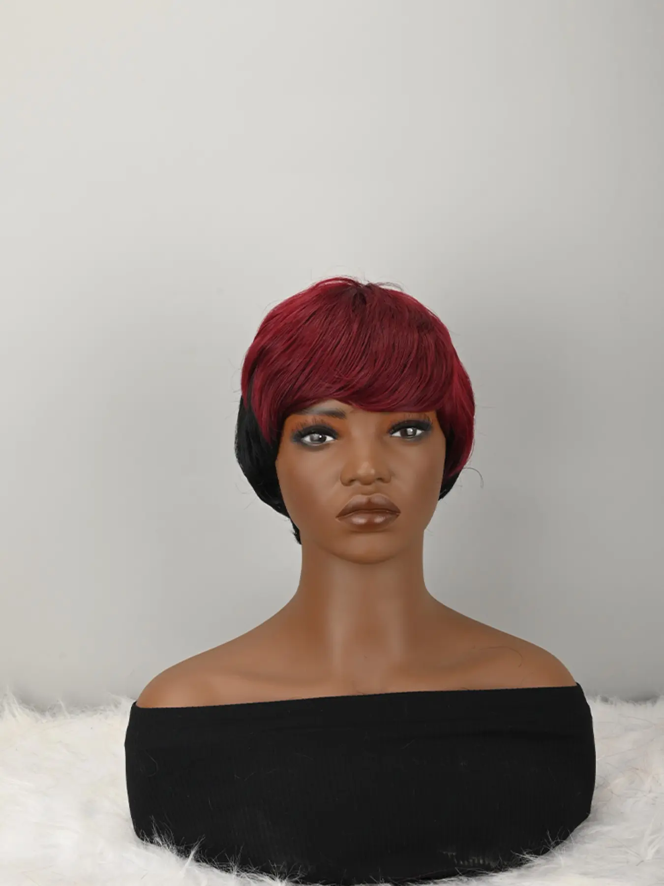 Short Burgundy Pixie Cut Wigs, Straight Hair, All Seasons, Burgundy Color, 99j Wine, Perfect for Pixie Cut Lovers