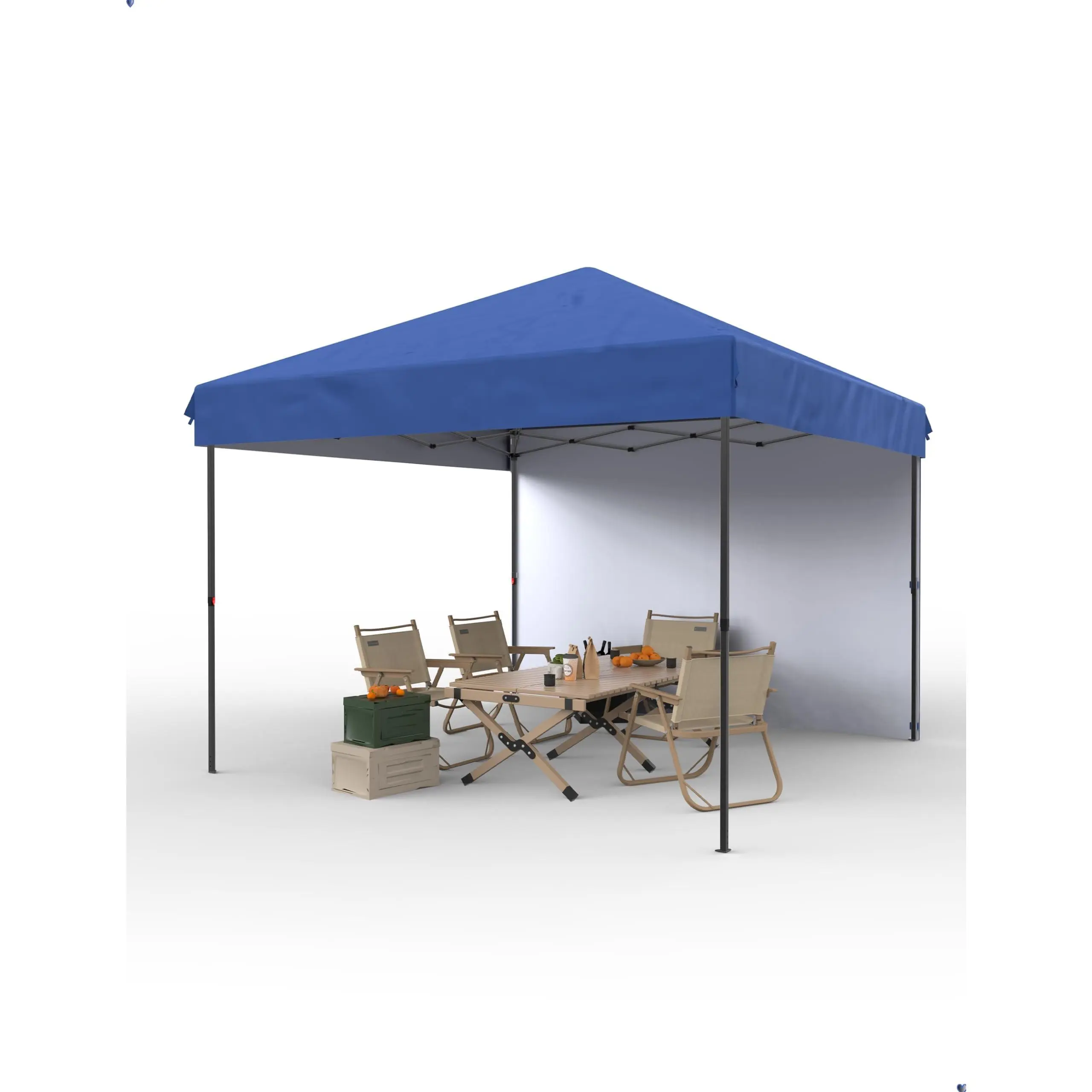 10x10 FT Heavy-Duty Pop Up Canopy Tent, Outdoor Commercial Shelter with 1 Removable Mesh Sidewall, 1-Person Setup for Events, Camping