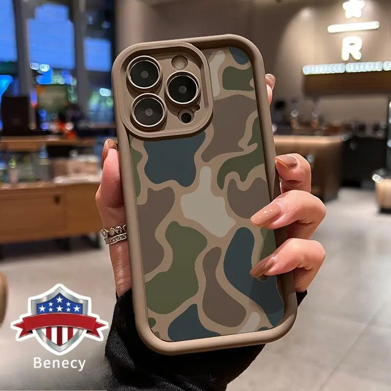 Soft Phone Case for iPhone 17 16 Pro Max 15 Plus 14 13 12 11  Air XR XS E Camouflage Harmony Pattern TPU Bumper Camera Lens Protection Rugged Durable Phone Cover