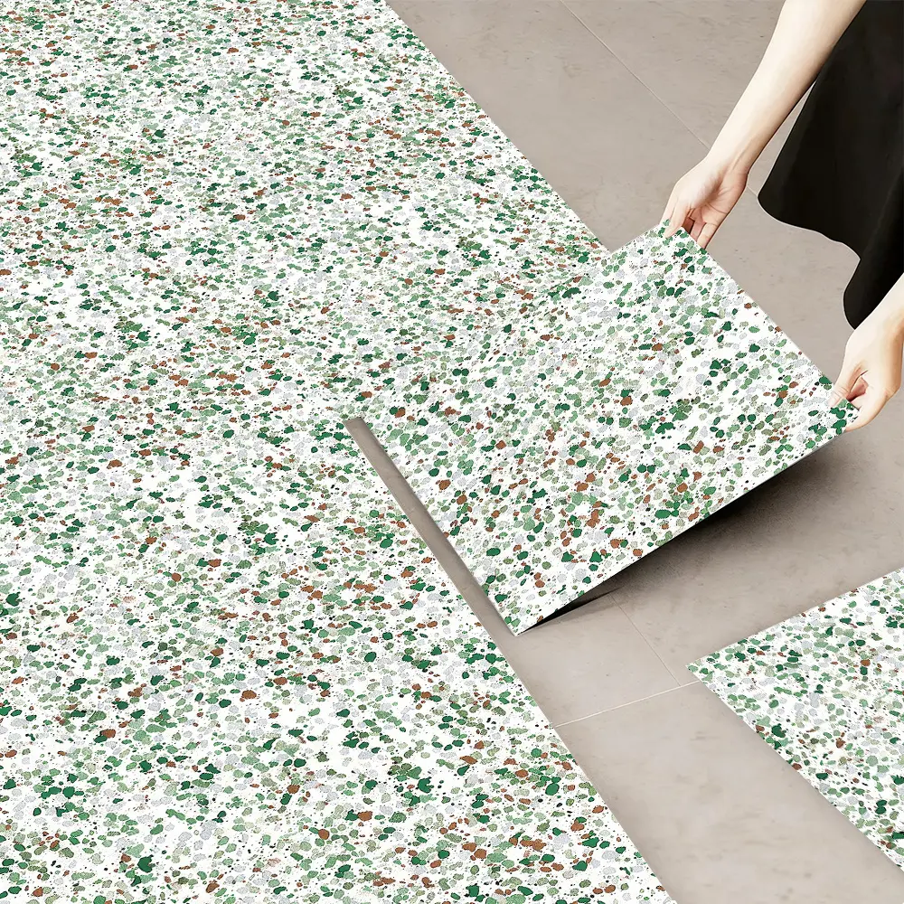 10pcs 2D Flat Leather Vinyl Floor Tiles - Retro Minimalist Pattern PVC Removable Self-Adhesive Floor Stickers, 11.81X11.81 Inches, for Kitchen And Farmhouse Restaurant Decoration, Bedroom, Living Room, Balcony, Bathroom Decoration, Home Floor