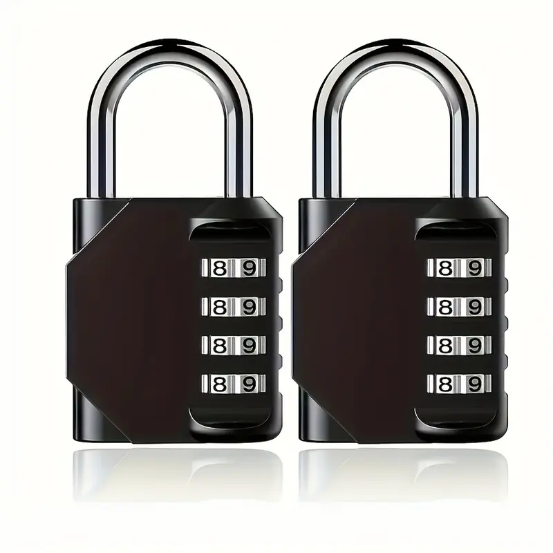 2 Pack 4 Digit Combination Padlocks | Resettable Security Lock for Locker Luggage