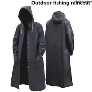 Unisex Black Hooded Long Raincoat for Adults, Thickened Waterproof Rain Jacket, Ideal for Hiking, Travel, Fishing and Climbing Outdoor Activities