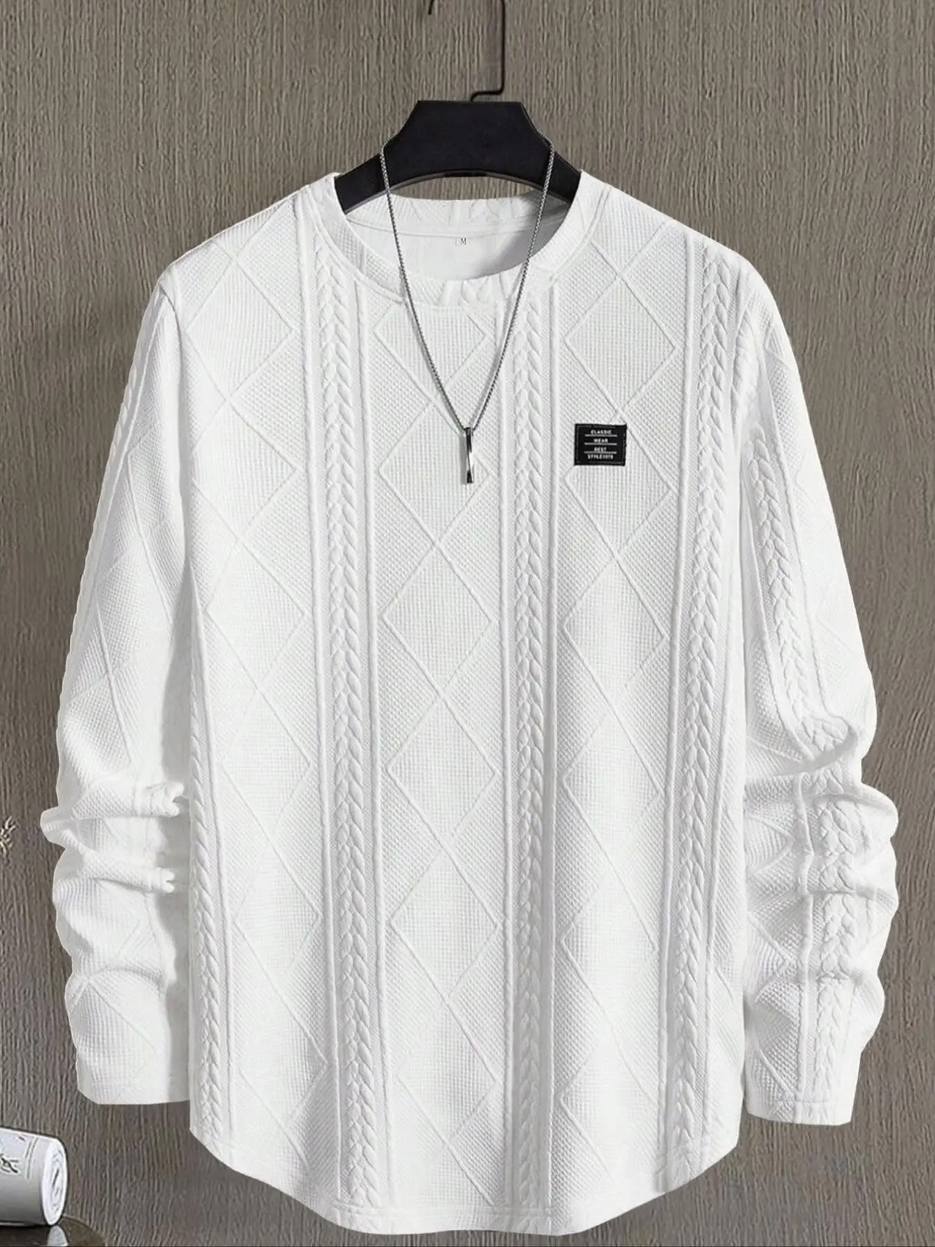 Men's Casual Jacquard Texture Long Sleeve Sweatshirt, Comfortable and Stylish Pullover for Daily Wear, Perfect for Fall and Winter, Cozy Sweatshirts