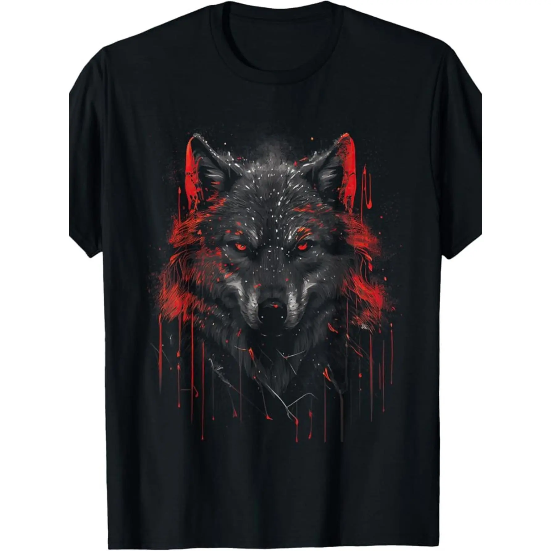 100% Made in USA, 180g Wolf Dark Lone Moon Savage Mythical Wild Art T-Shirt