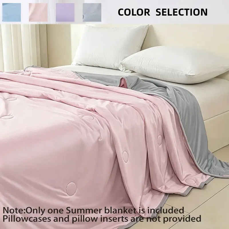Double-Sided Colorblock Air Conditioning Cozy Cooling Blanket, Lightweight Breathable, Multiple Colors, Single & Twin Size, Summer Gift, Air Conditioner Blanket