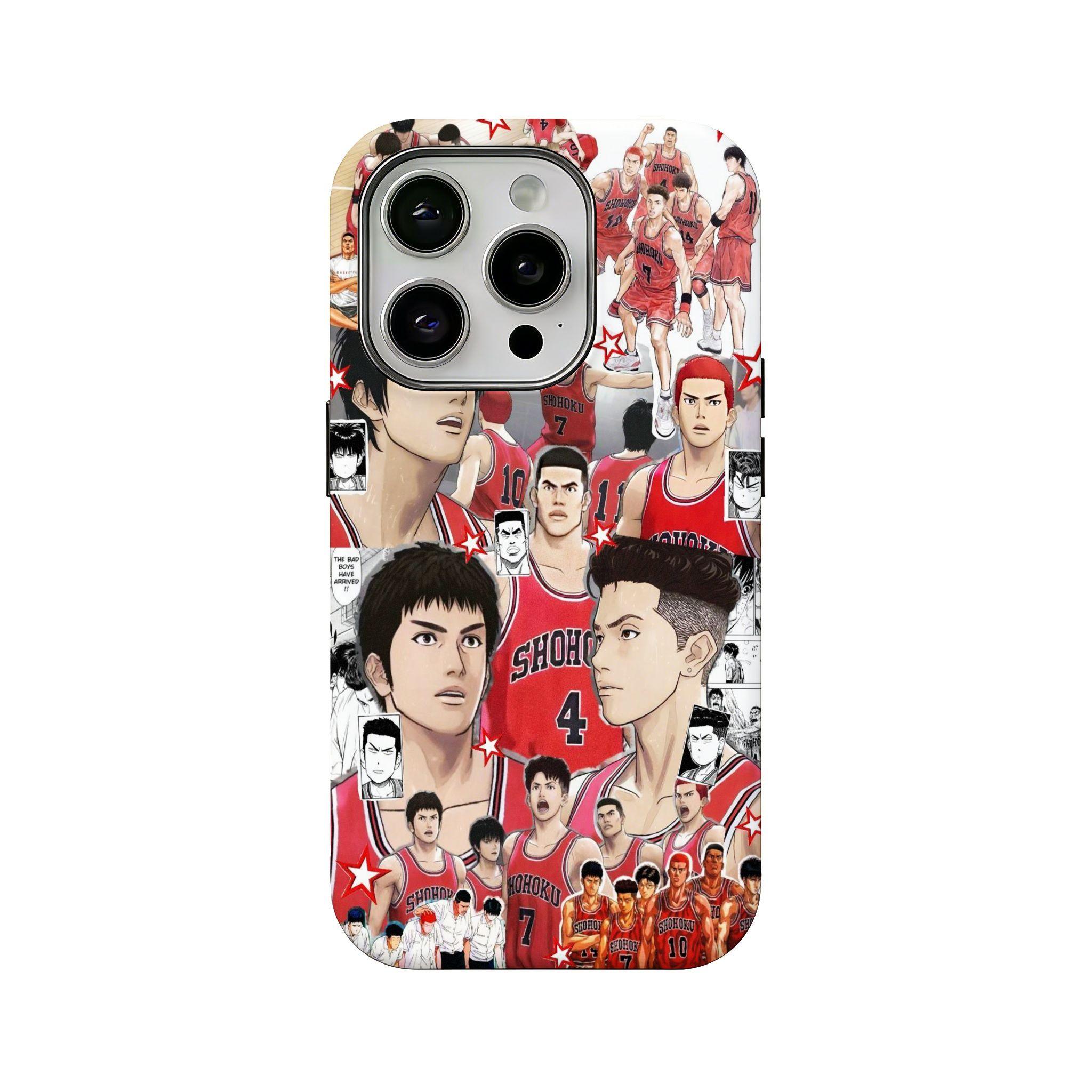 Popular Anime/Cartoon "Slam Dunk" Design 2-in-1 Dual-Layer Phone Case — Compatible with iPhone 17/16/15/14/13/12 — Drop-Resistant Hard Case, The Perfect Gift Choice