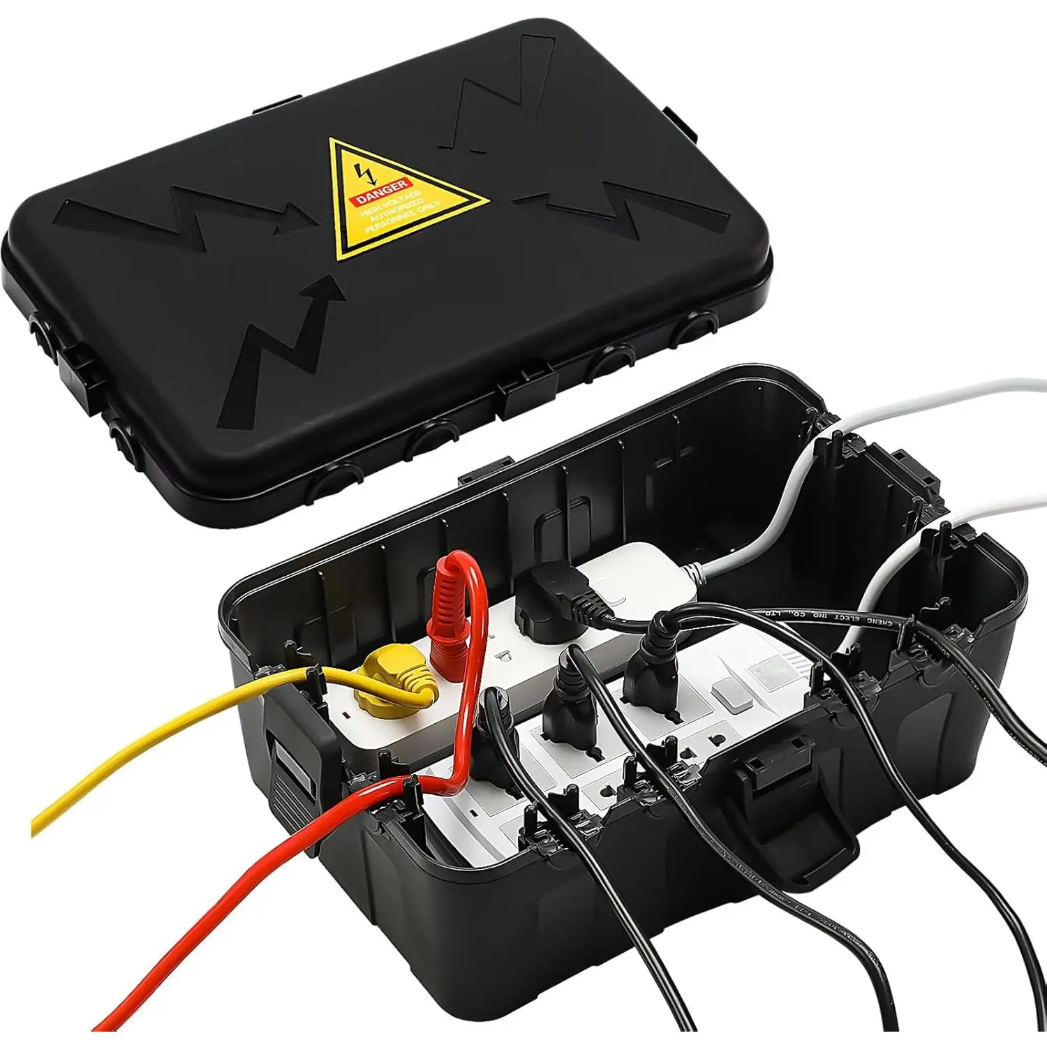 Large Outdoor Electrical Box Waterproof (12.5x8.5x5inch), IP54 Weatherproof Outlet Cover, Extension Cord Protector for Plug, Timer, Power Strip, Holiday Light - Black