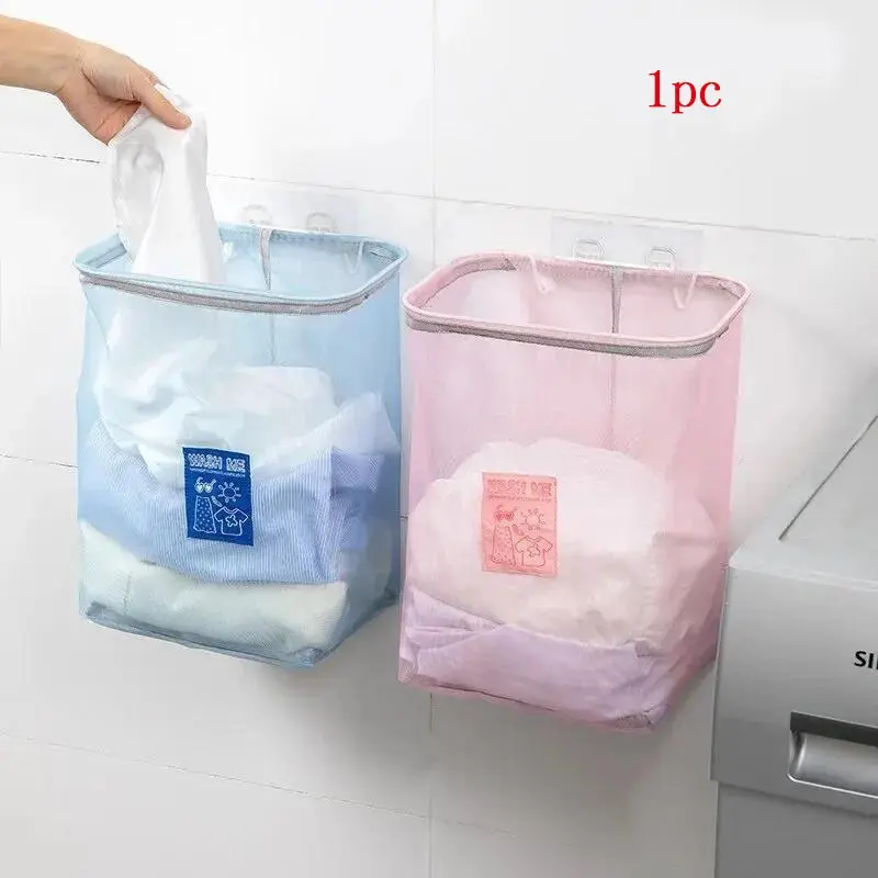 Foldable Wall-mounted Laundry Basket Modern Simple Style Home Use Clothes Storage Collapsible Storage Baskets Hanging Wall-mounted Storage Rack Clothes Basket Organizer