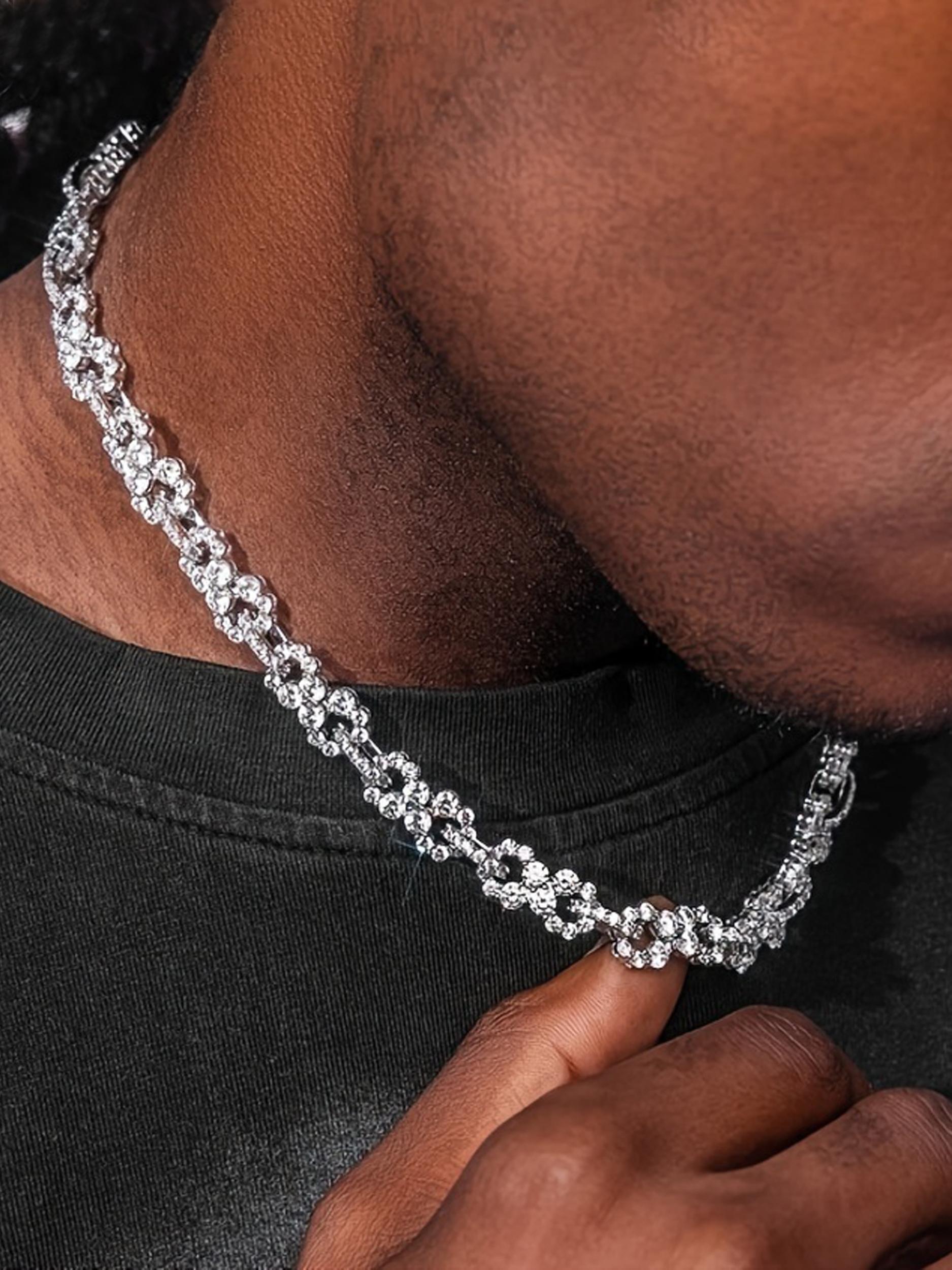 Infinity Symbol Design Bling Rhinestone Decor Necklace, Minimalist Chain Necklace, Chunky Chain Necklace, Hip Hop Jewelry for Parties and Daily Outfits, Trendy Versatile & Exquisite Jewelry for Gift, Modern Versatile Accessories