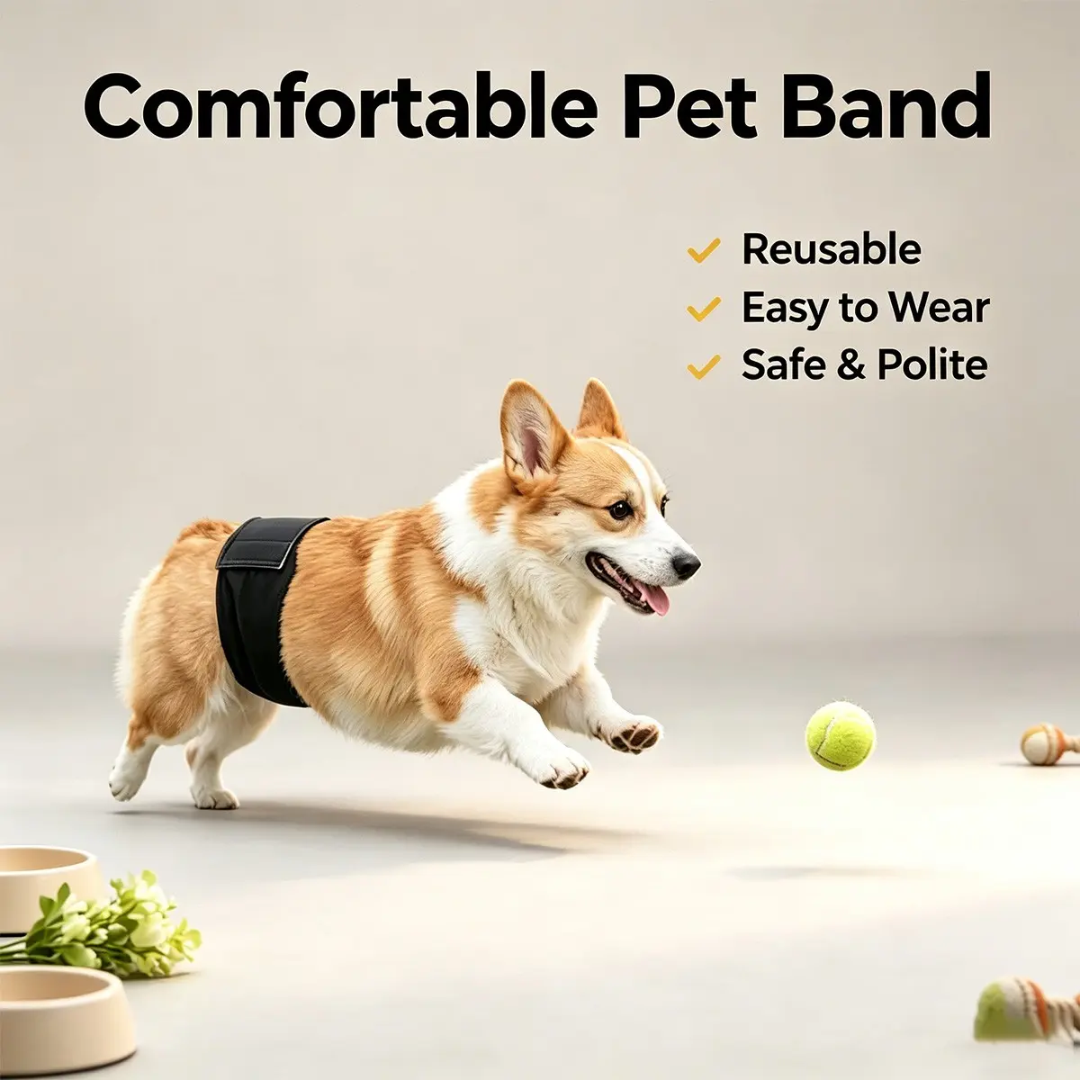 Dog Training Pants, Washable Velcro High Absorbency Leak-Proof Underwear, Multi-Color Sizes for Small Medium Dogs, Pet Cleanliness