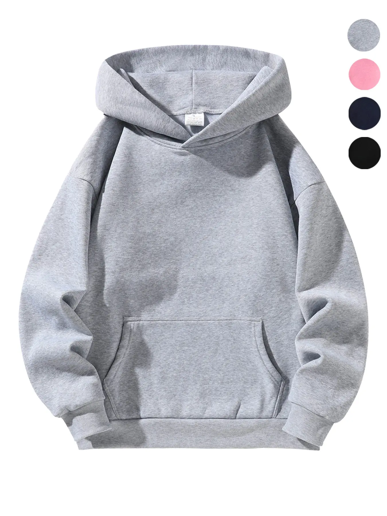 Unisex Plain Kangaroo Hooded Sweatshirt, Casual Long Sleeve Pullover, Loose-Fit Oversized Fleece Top, Fall & Winter Streetwear, Casual Streetwear Hoodie, Men's Basic Sportswear