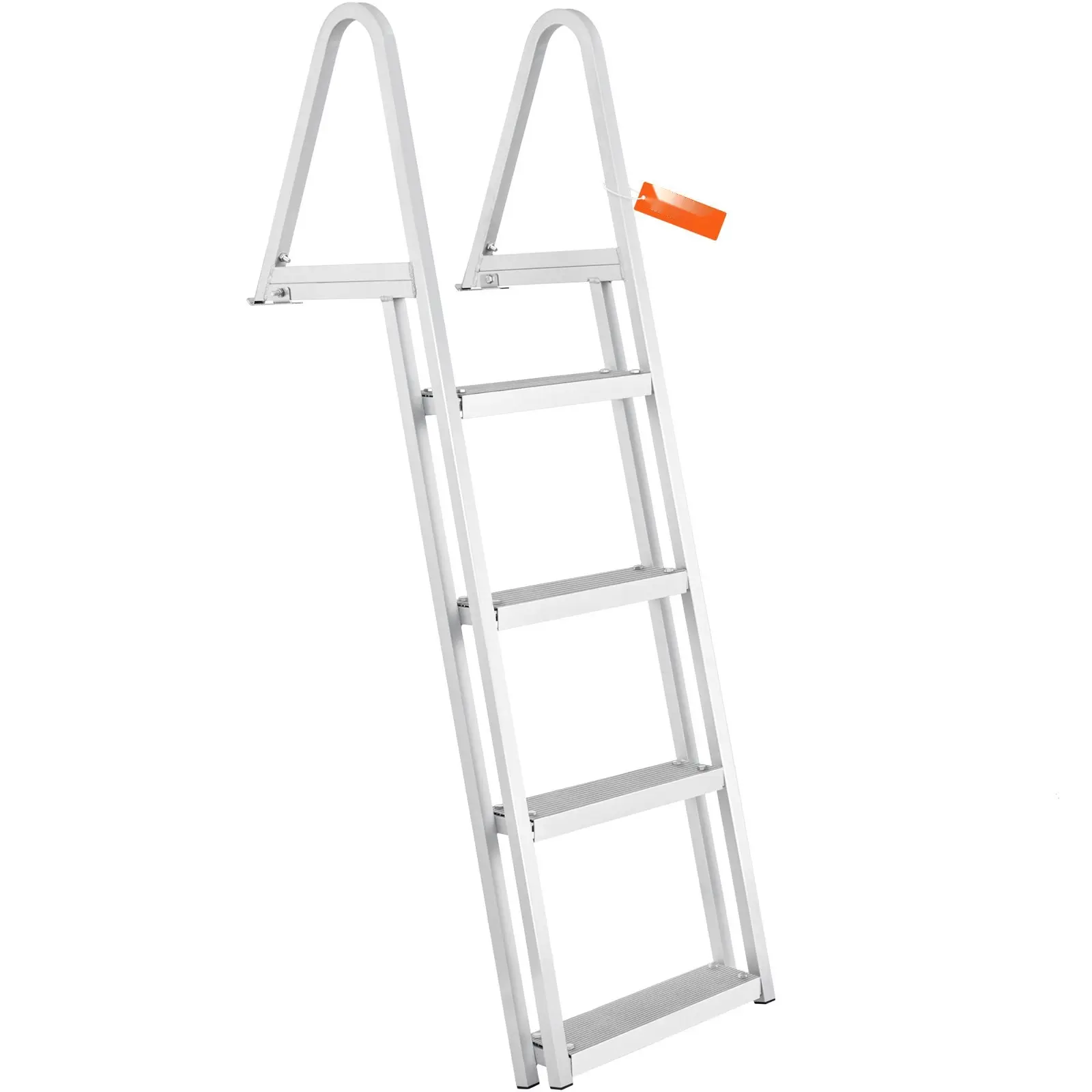 Removable 4-Step Dock Ladder For Boats And Pontoon Boats, Aluminum Alloy Construction, 350 Lb Load Capacity, 4-Inch Wide Steps With Nonslip Rubber Mats, Easy To Install For Ship, Lake, Pool, Marine Boarding And Water Access
