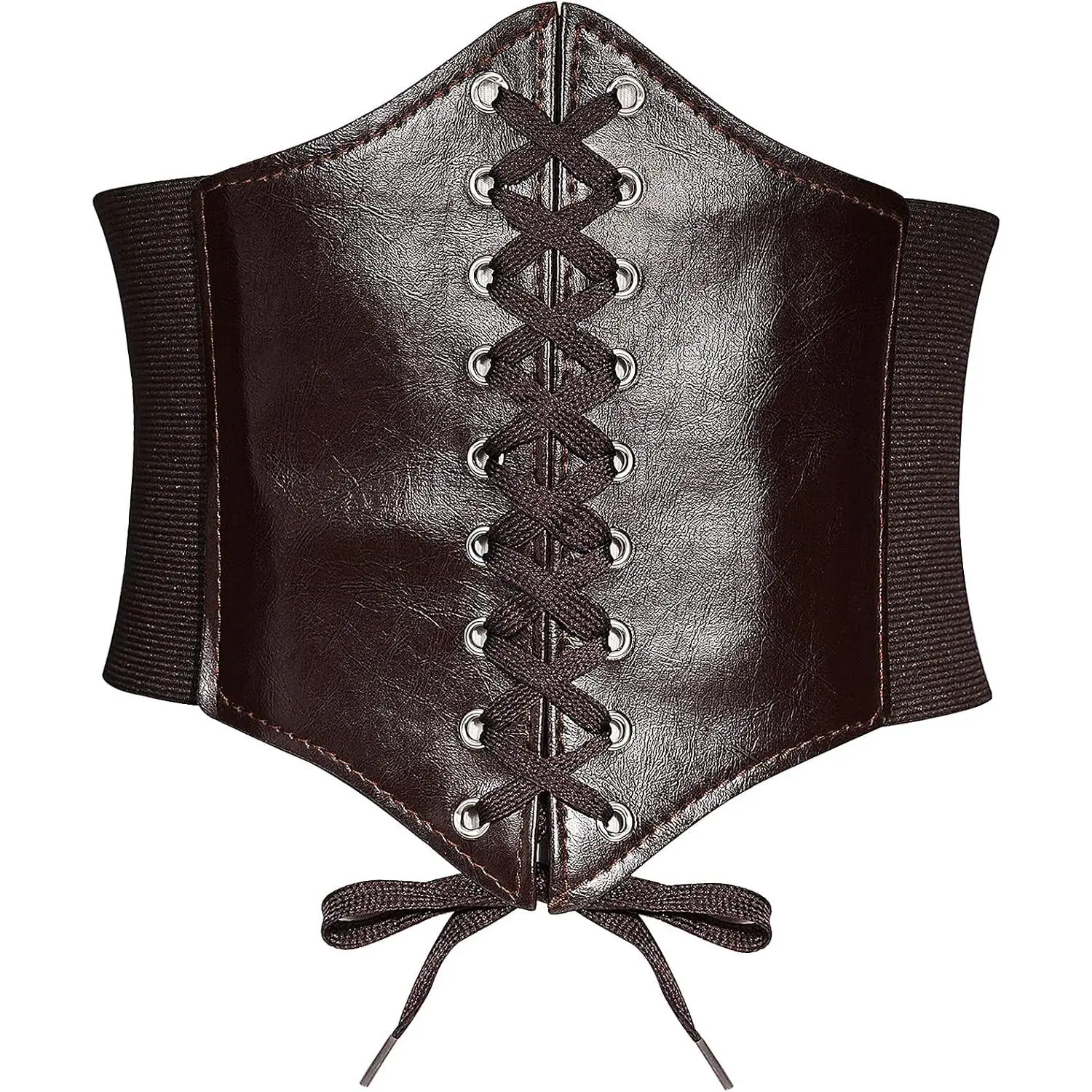 Leather Corset Belt for Women Lace-up Elastic  Belt Retro Wide Cinch Belt Waistband for Women Dresses