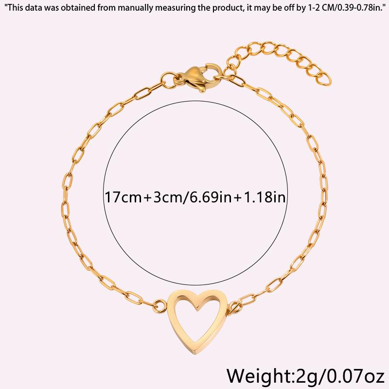 Stainless Steel Bracelet Hollow Heart Adjustable Minimalist Dainty Gift For Women Best Friend Couple