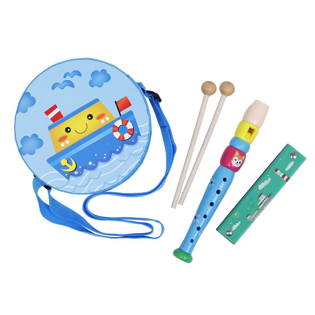 Wooden Hand Drum Cute Cartoon Handbell Toy for Kids Educational Dance Game Percussion Instrument