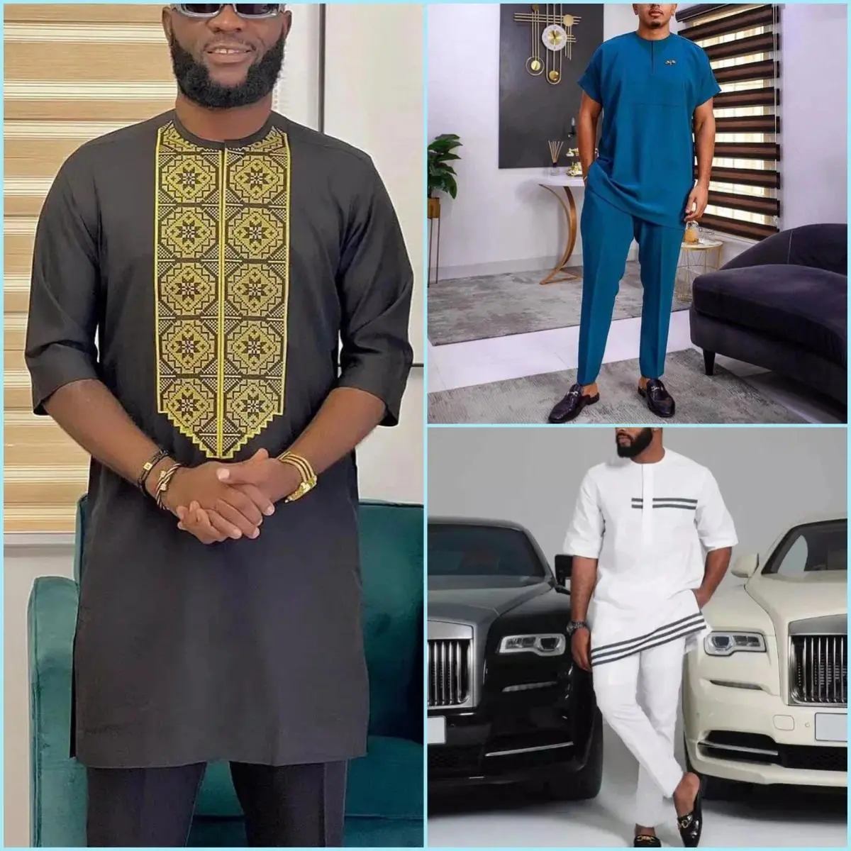 New Dashiki Luxury Full Set Men's Set Round Neck Embroidered Men's Set African Traditional Two Piece Set Men's Full Set Suit