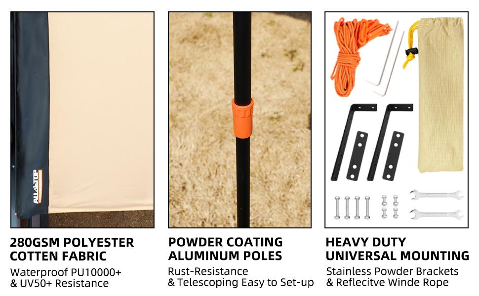 Rooftop Vehicle Awning - 8.2ft x 8.2ft