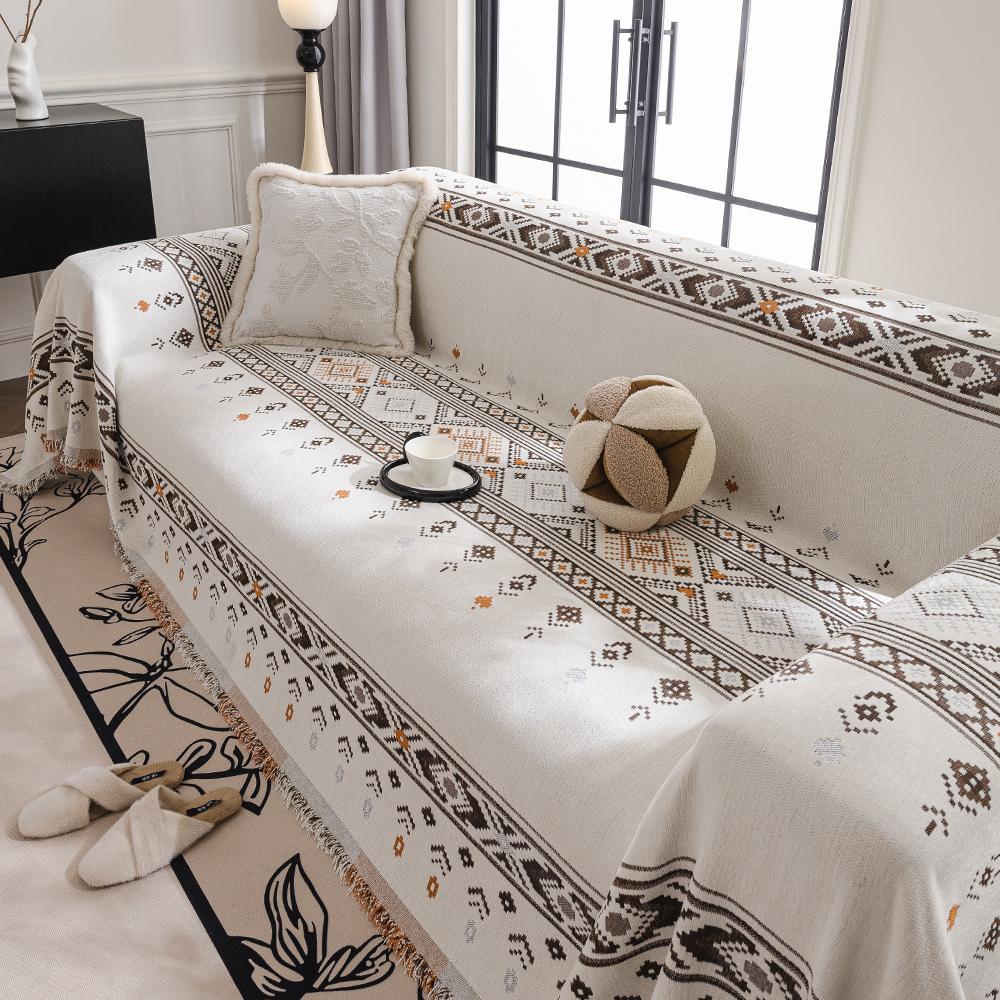 Boho Style Sofa Cover, 1 Count Dustproof Sofa Slipcover, Sofa Protector for Home Living Room Bedroom, Home Decor