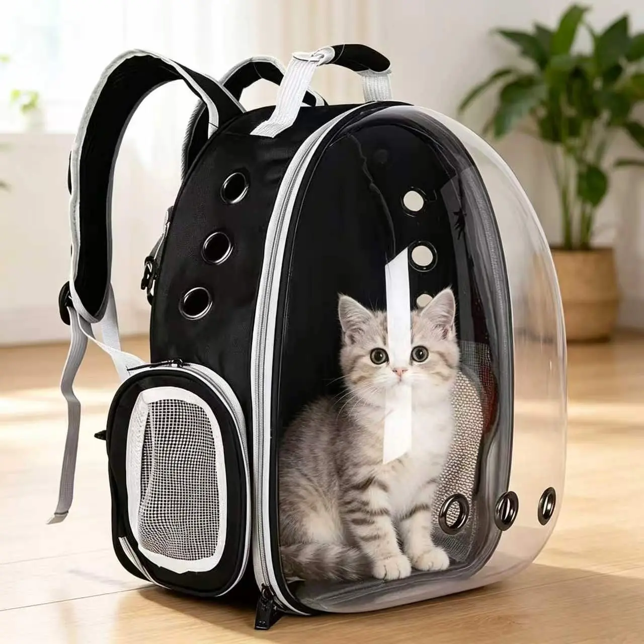 1pcs Space Capsule Pet Backpack, Breathable Transparent Travel Carrier, Suitable for Cats and Small Dogs, Zipper Closure, Portable, Outdoor Adventure