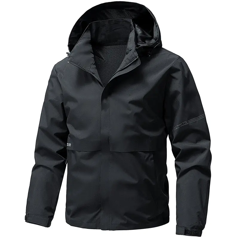 Men’s Spring Autumn Hooded Windproof Jacket, Loose Functional Outdoor Coat, Breathable Long Sleeve Outerwear Essential for Commute, Hiking, Camping & Daily Street Outfits