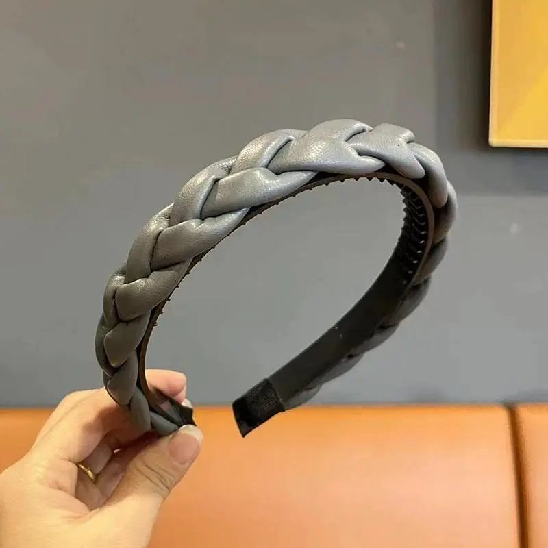 Vintage Women Headpiece PU Leather Cloth Knotted Headbands for Adult Party Headwear Adult Hair Hoop Accessories