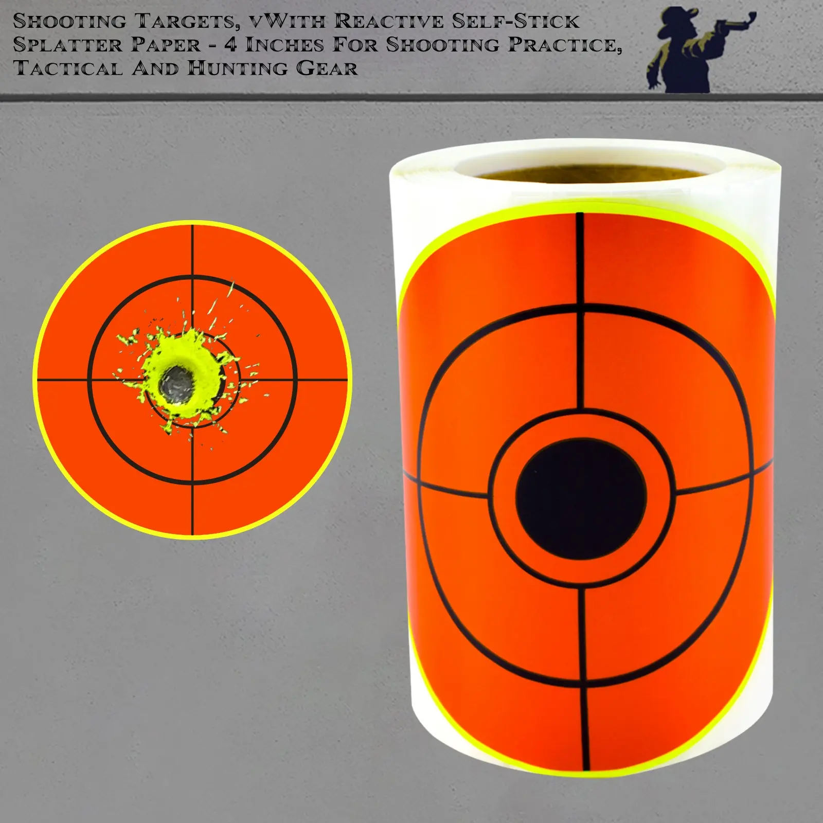 4-Inch 100pcs Cross Round Fluorescent Target Stickers, Shooting Practice Targets for Real Guns & Air Rifles, Home & Range Use