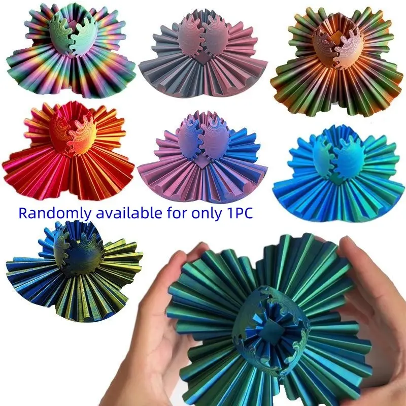 3D Printed Gradient Color Rotating Gear Ball, Relaxing Desktop Decor, Creative Desktop Decoration, Trendy Desktop Ornaments, Party and Home Decoration, Room Decorations, Random Color Choice, 1 Piece, Decorative Ornaments, Decoration Items, Smooth