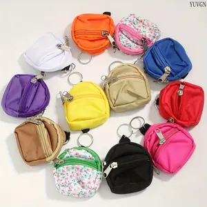 Mini Oxford Fabric Gym Backpack Keychain Pouch - Double Zipper, Key Ring, Portable Small Storage Bag for Earphones, Change (Sports & Outdoor Accessory)