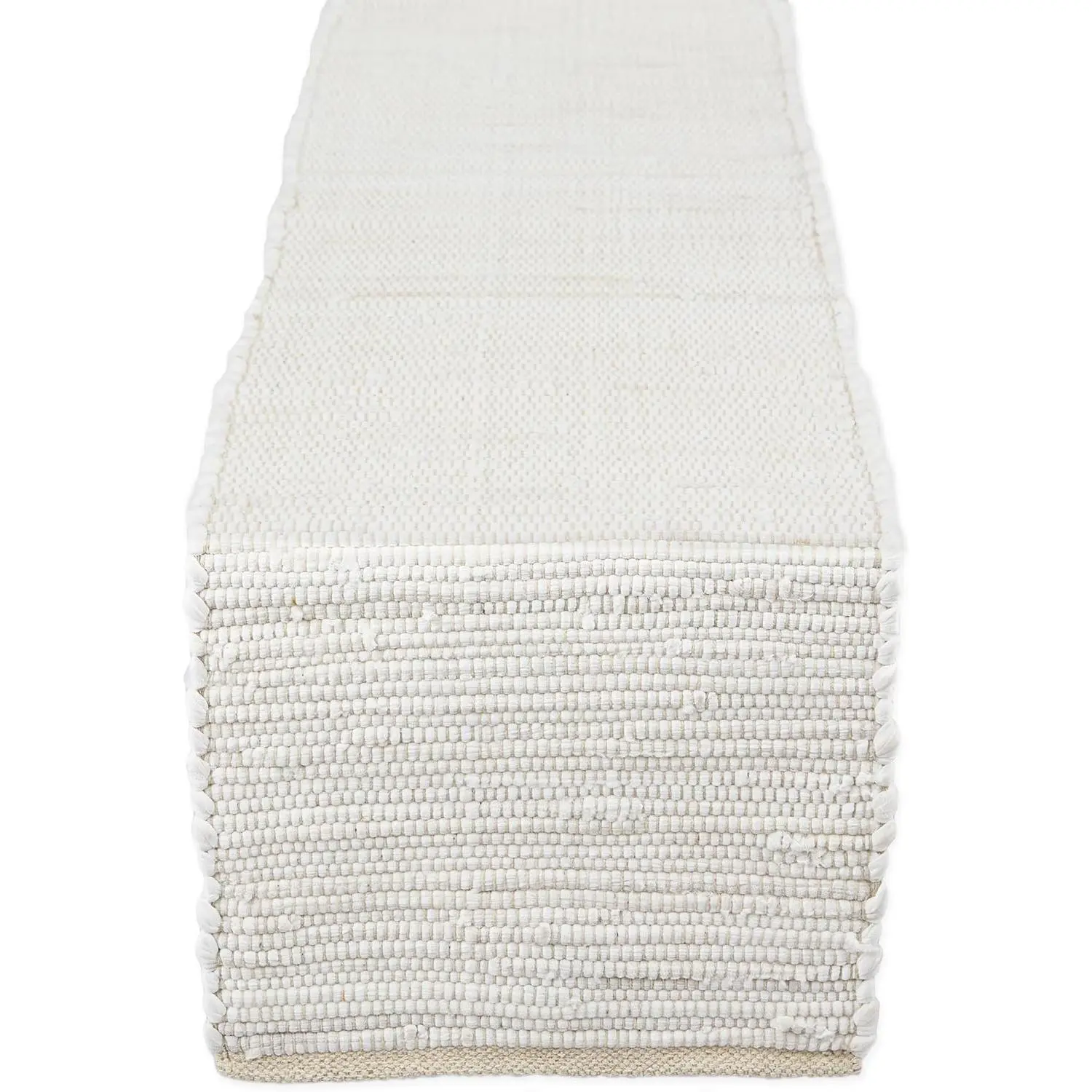 Handmade Chindi Tabletop, Reversible and Machine Washable, Table Runner, 14x72, Natural