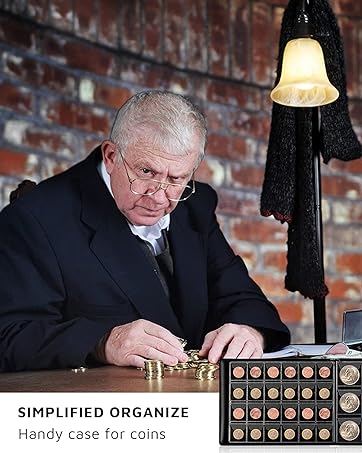 Coin Collection Supplies Holder Book for Collectors, 300 Pockets Coin Collection Organizer Storage Box Case Album for 20/25/ 27/30/ 38mm Coin (Earth pattern black)