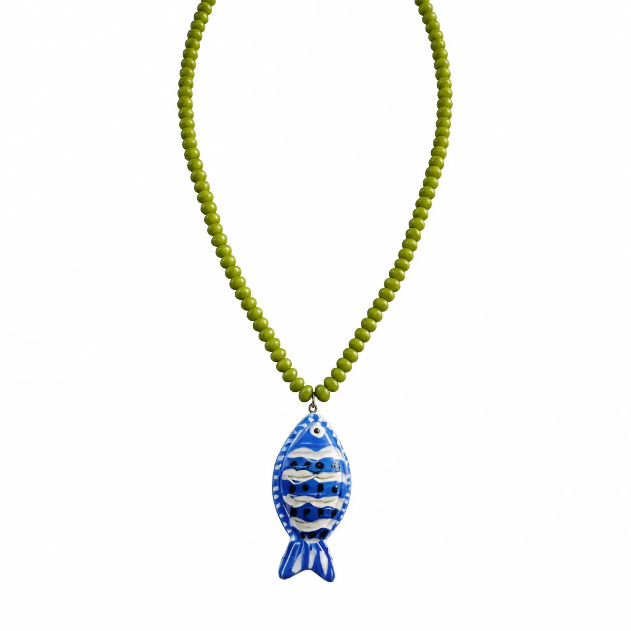 Handmade tropical fish pendant necklace featuring vibrant mixed seed beads, lightweight boho choker design with adjustable closure, perfect for summer beach outings, Hawaii vacations, or casual everyday wear—ideal Y2K-inspired statement jewelry for women