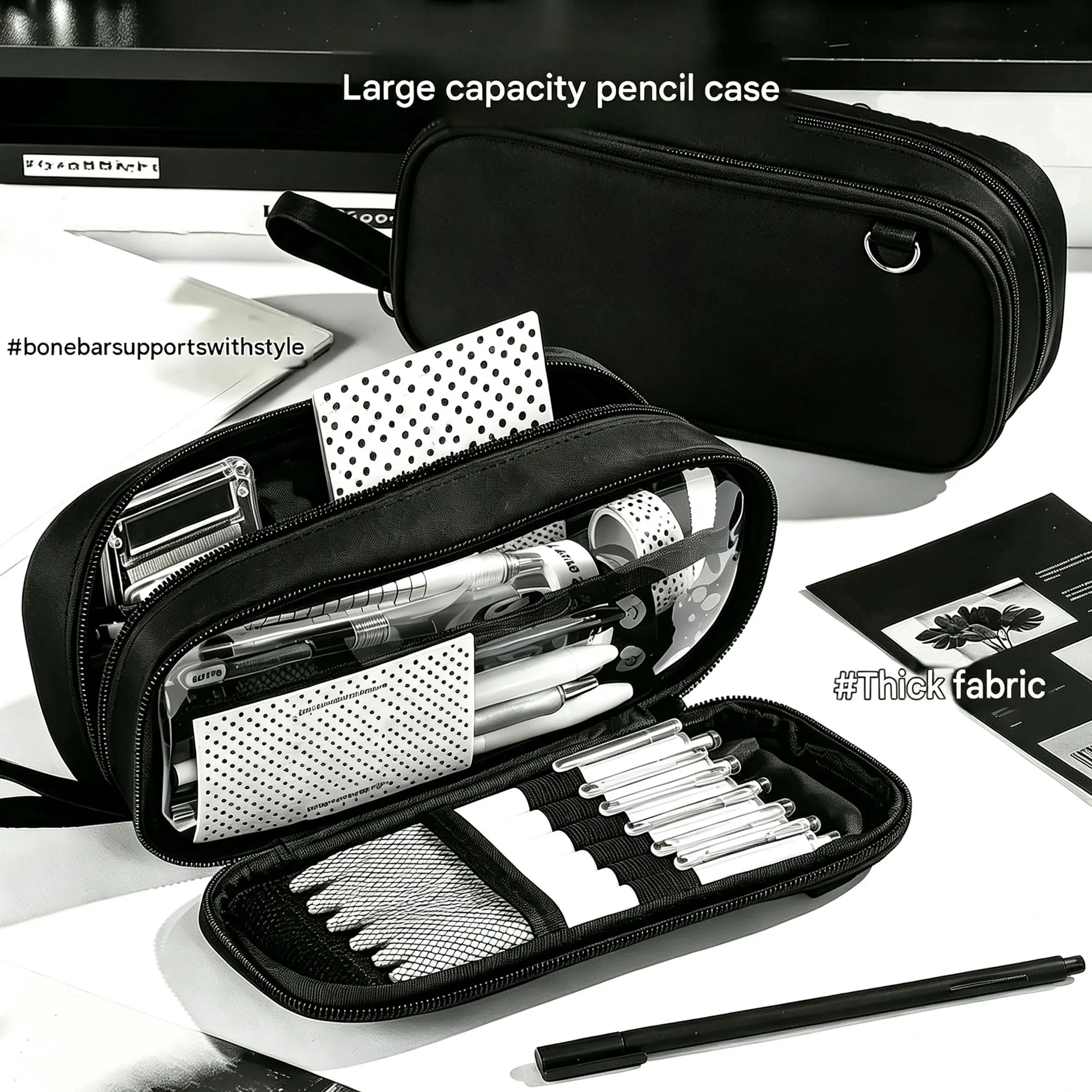 Handheld Multi-Layer Large Capacity Pencil Case, Versatile Stationery Organizer, Multifunctional Stationery, Small Items Storage Bag, Perfect for School and Office