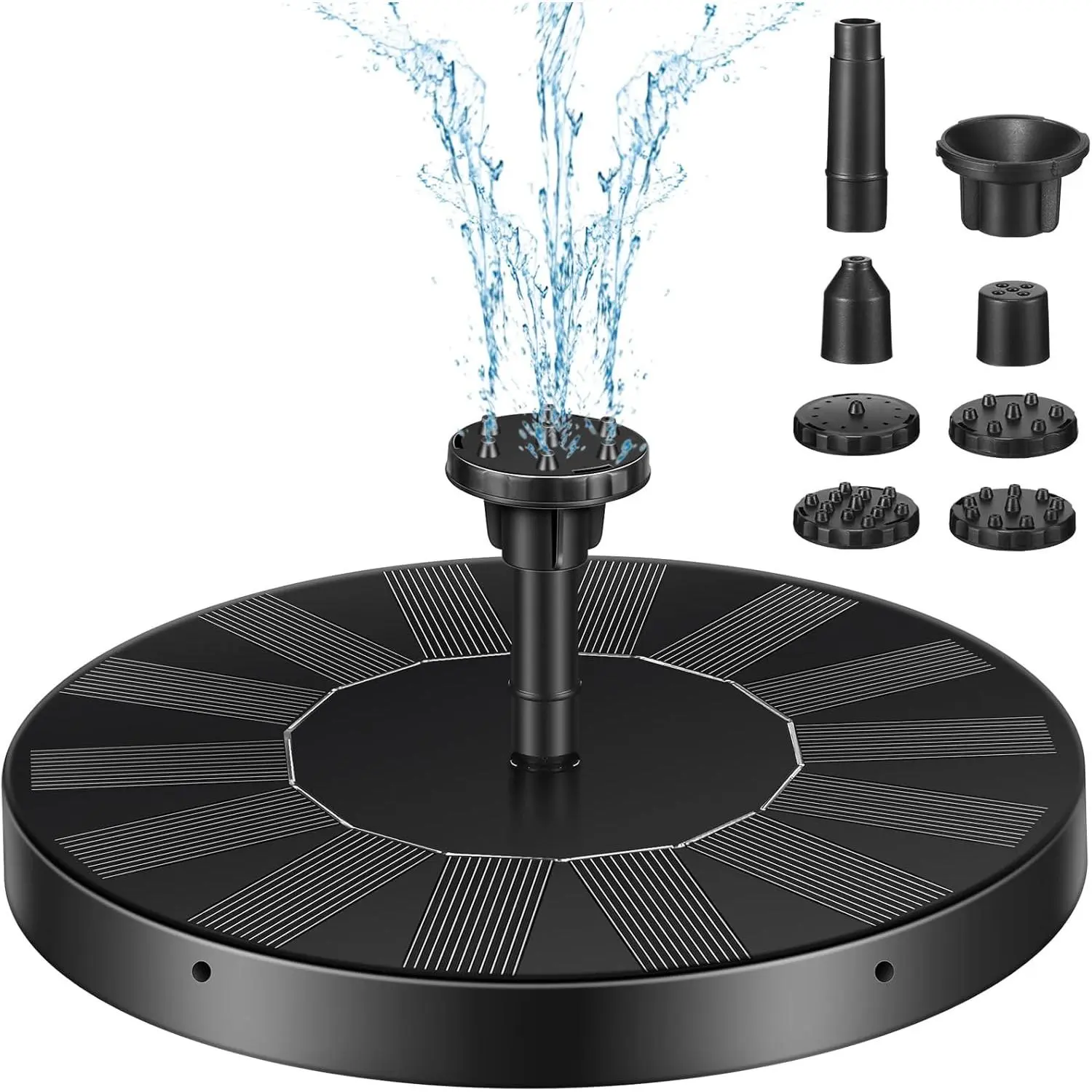 Solar Powered Fountain Pump with 6 Nozzles and Fixer, Floating Solar Water Pump for Bird Bath, Garden, Pond, Pool, and Outdoor Decoration
