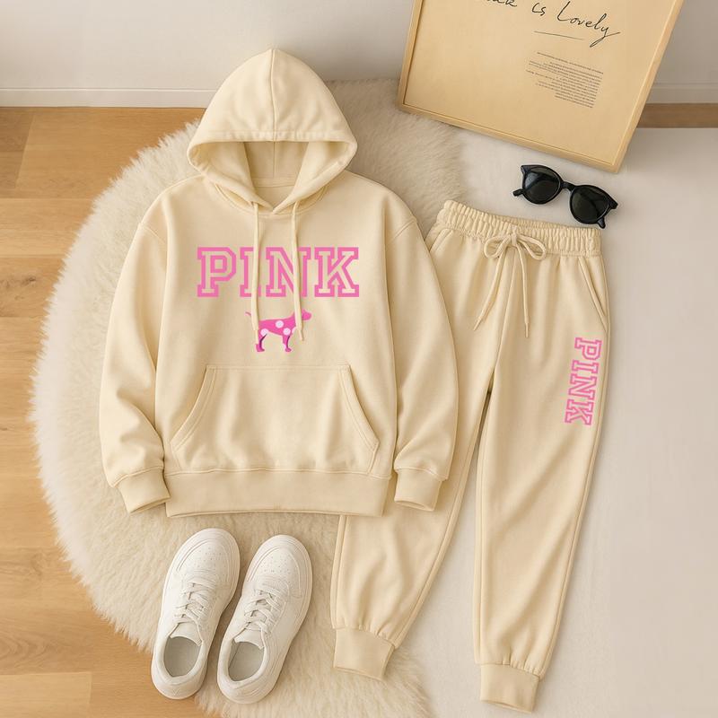 Women's Pink Print Hoodie And Drawstring Track Pants Set, Casual Sportswear, Long-Sleeved Hooded Jacket And Pants, Suitable For Autumn And Winter, Everyday Wear, Indoor And Outdoor Sportswear, Casual Sportswear Women's Pink Print Hoodie And Drawstring Track Pants Set, Casual Sportswear, Long-Sleeved Hooded Jacket And Pants, Suitable For Autumn And Winter, Everyday Wear, Indoor And Outdoor Sportswear, Casual Sportswear