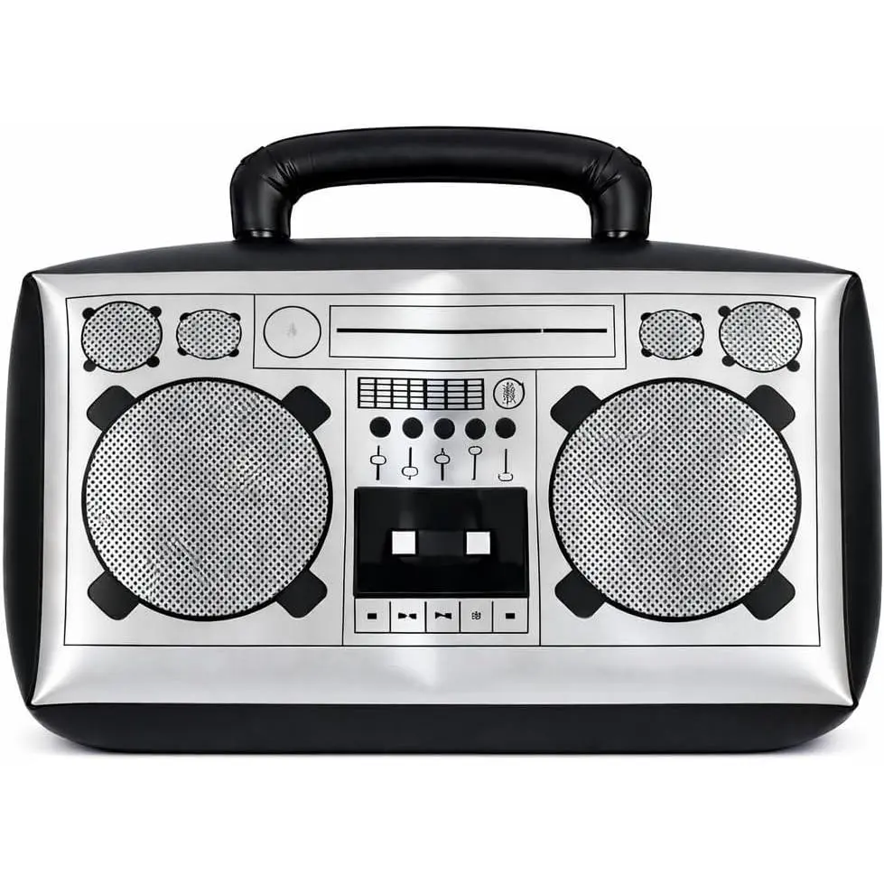 Large Inflatable Boombox Inflatable Boom Box 80s Hip Hop Boom Box Old School Boombox Blow Up Stereo 90s 80s Hip Hop Party Decorations Rap Costume Accessories Black/Silver 25" W X 20" Hfidget toys